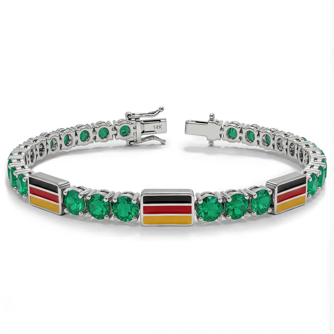 Emerald Tennis Bracelet with Germany Flag no. 6