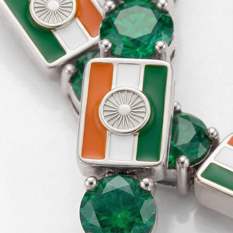 Emerald Tennis Bracelet with India Flag no. 6