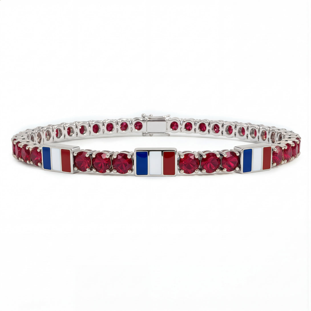 Ruby Tennis Bracelet with France Flag no. 12