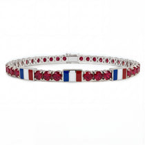 Ruby Tennis Bracelet with France Flag no. 12 image 1