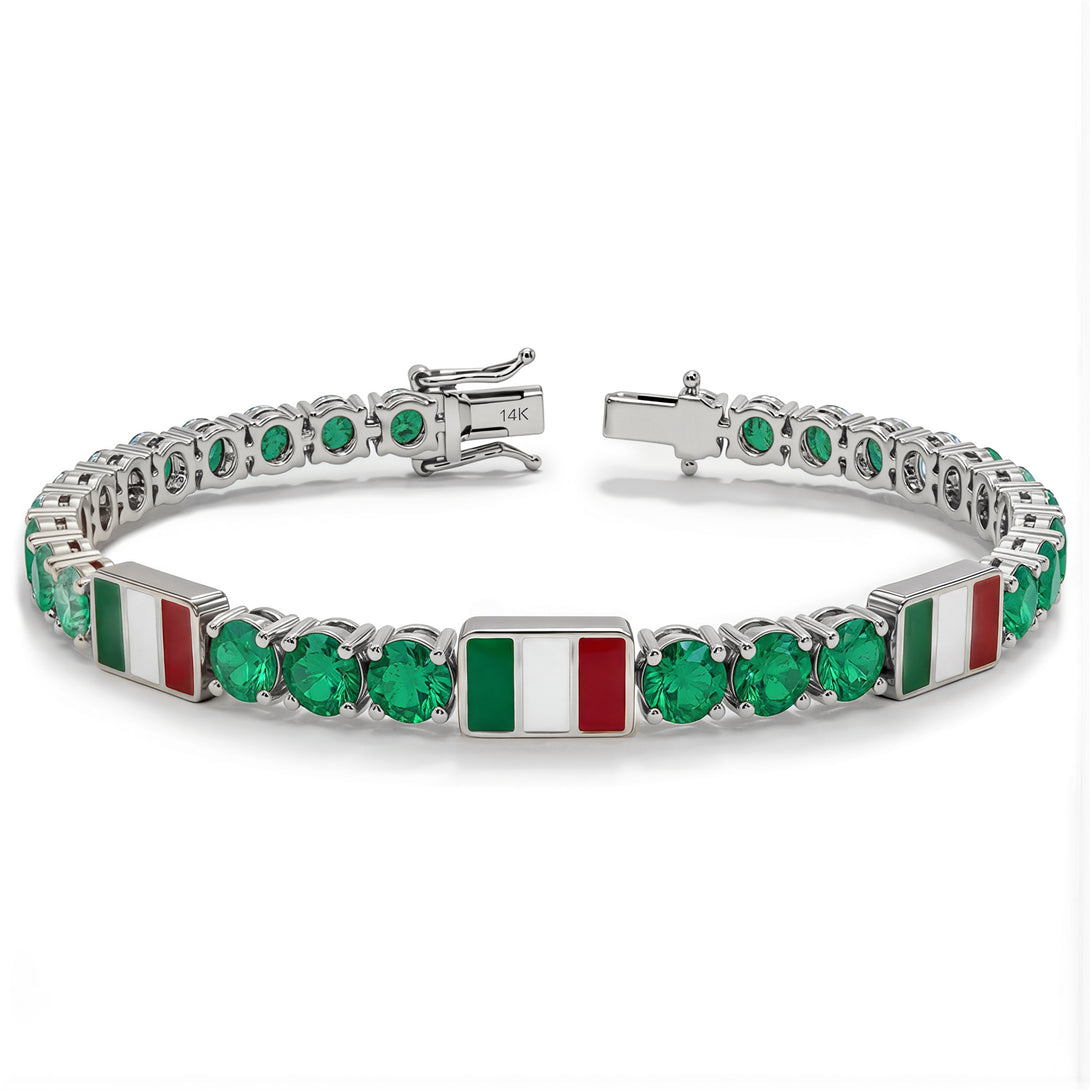 Emerald Tennis Bracelet with Mexico Flag no. 6