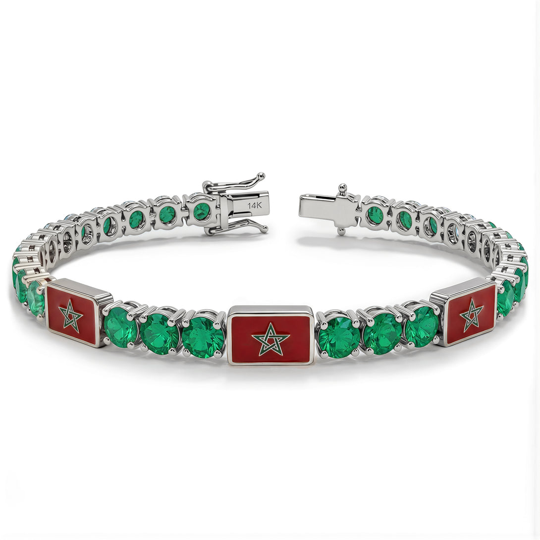 Emerald Tennis Bracelet with Morocco Flag no. 6