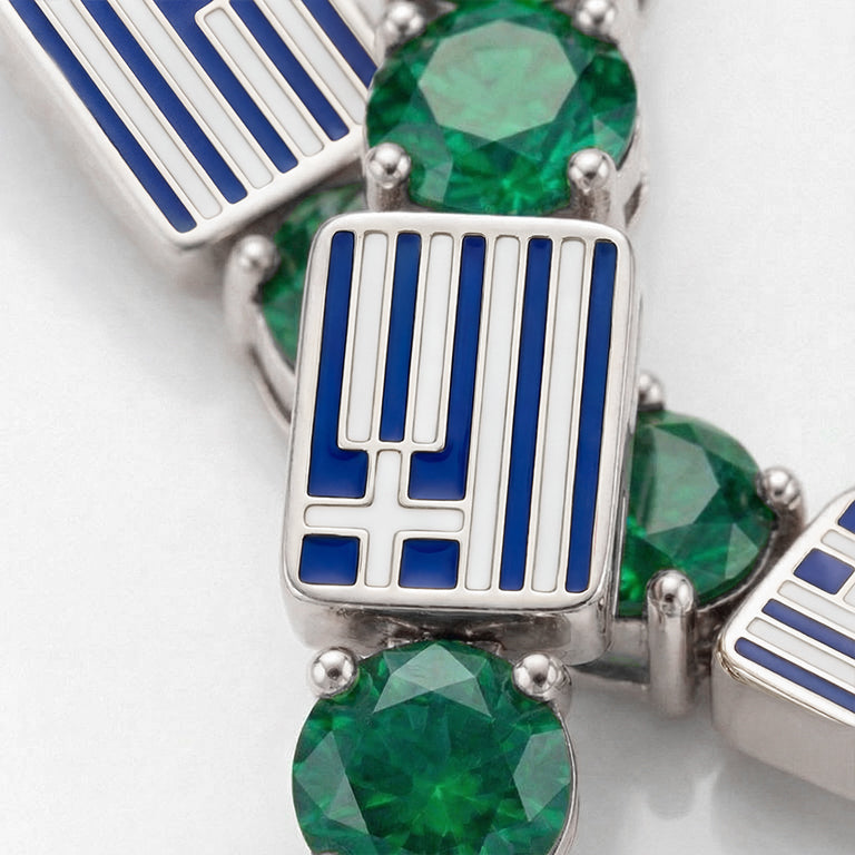 Emerald Tennis Bracelet with Greece Flag no. 6