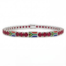 Ruby Tennis Bracelet with South Africa Flag no. 12 image 1