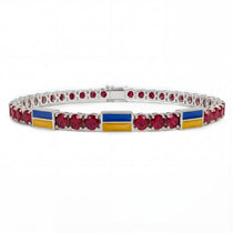 Ruby Tennis Bracelet with Ukraine Flag no. 12 image 1