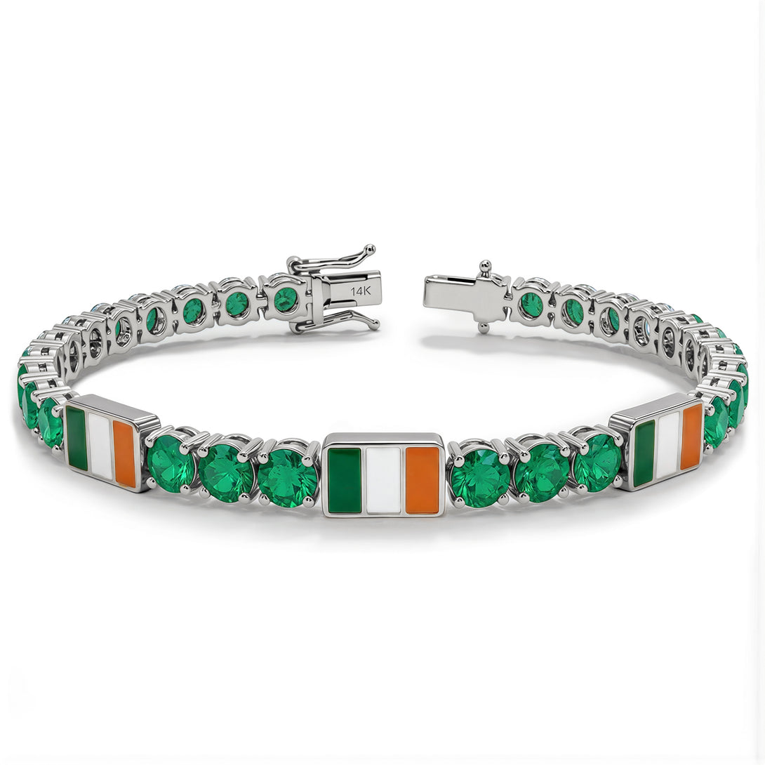 Emerald Tennis Bracelet with Ireland Flag no. 6