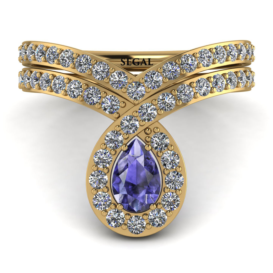 Tanzanite Pear Shape Stacking Bridal Set - Emilia No. 201