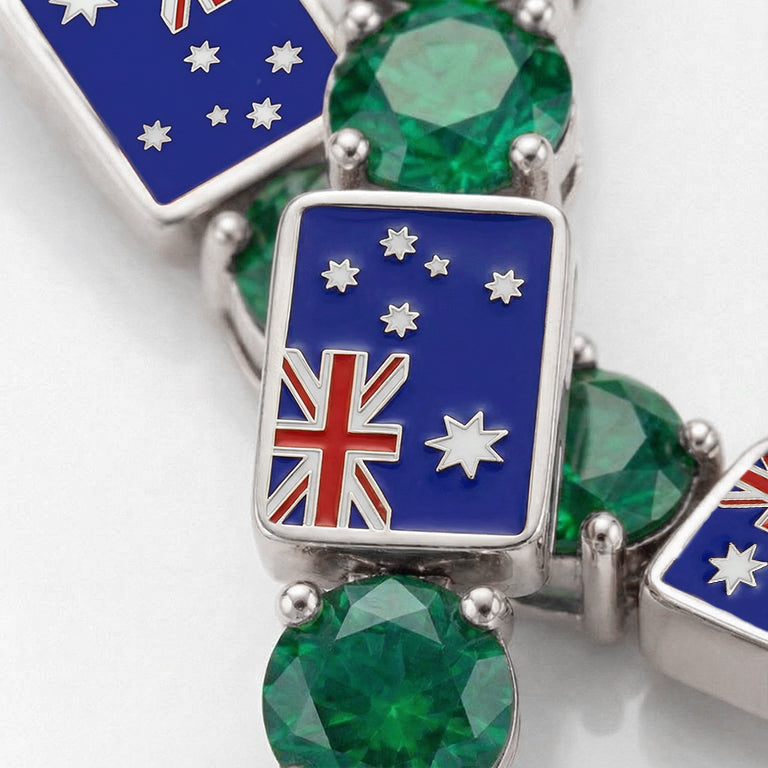Emerald Tennis Bracelet with Australia Flag no. 6