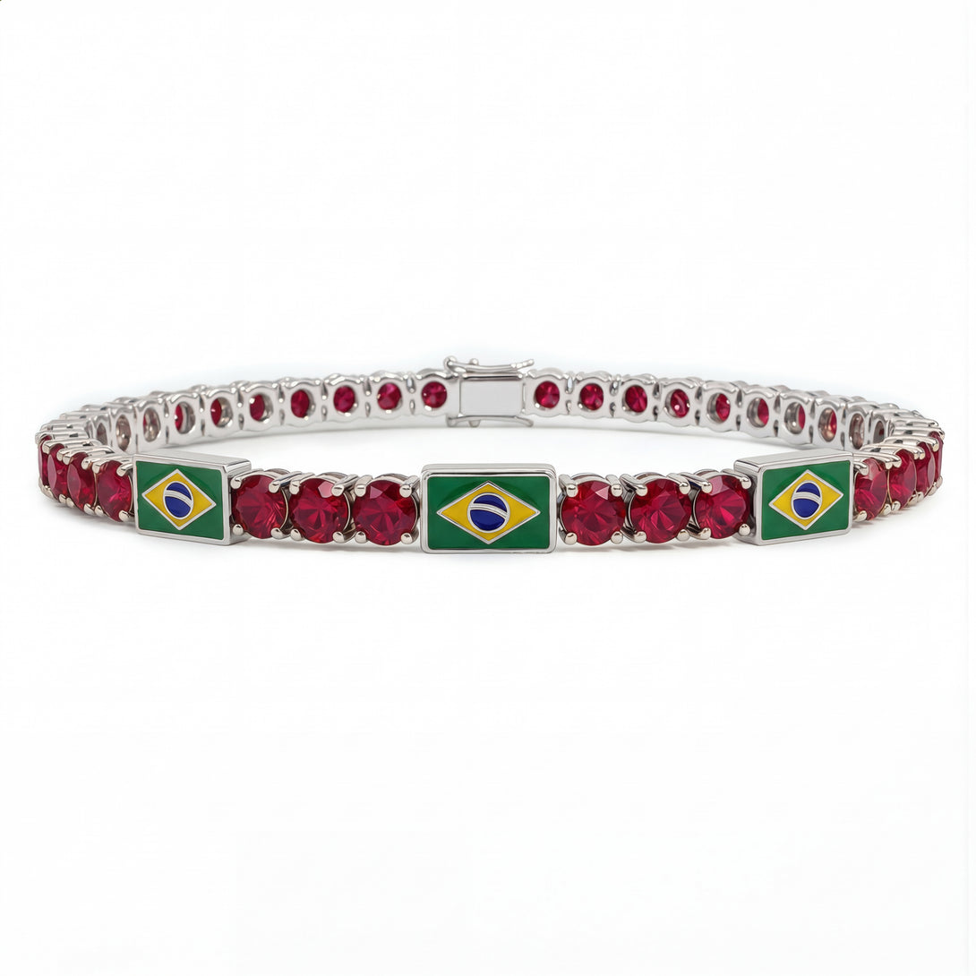 Ruby Tennis Bracelet with Brazil Flag no. 12