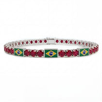 Ruby Tennis Bracelet with Brazil Flag no. 12 image 1