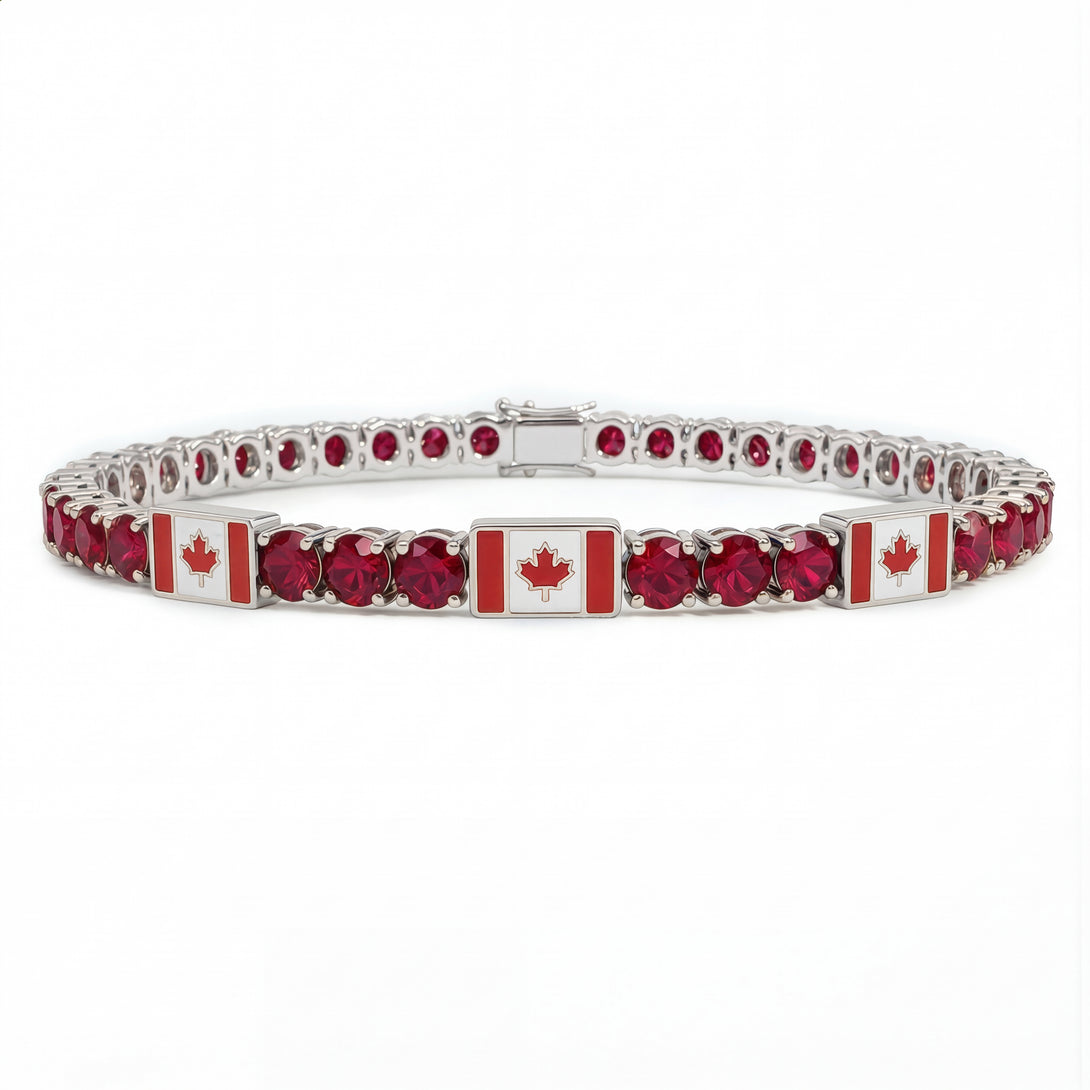Ruby Tennis Bracelet with Canada Flag no. 12
