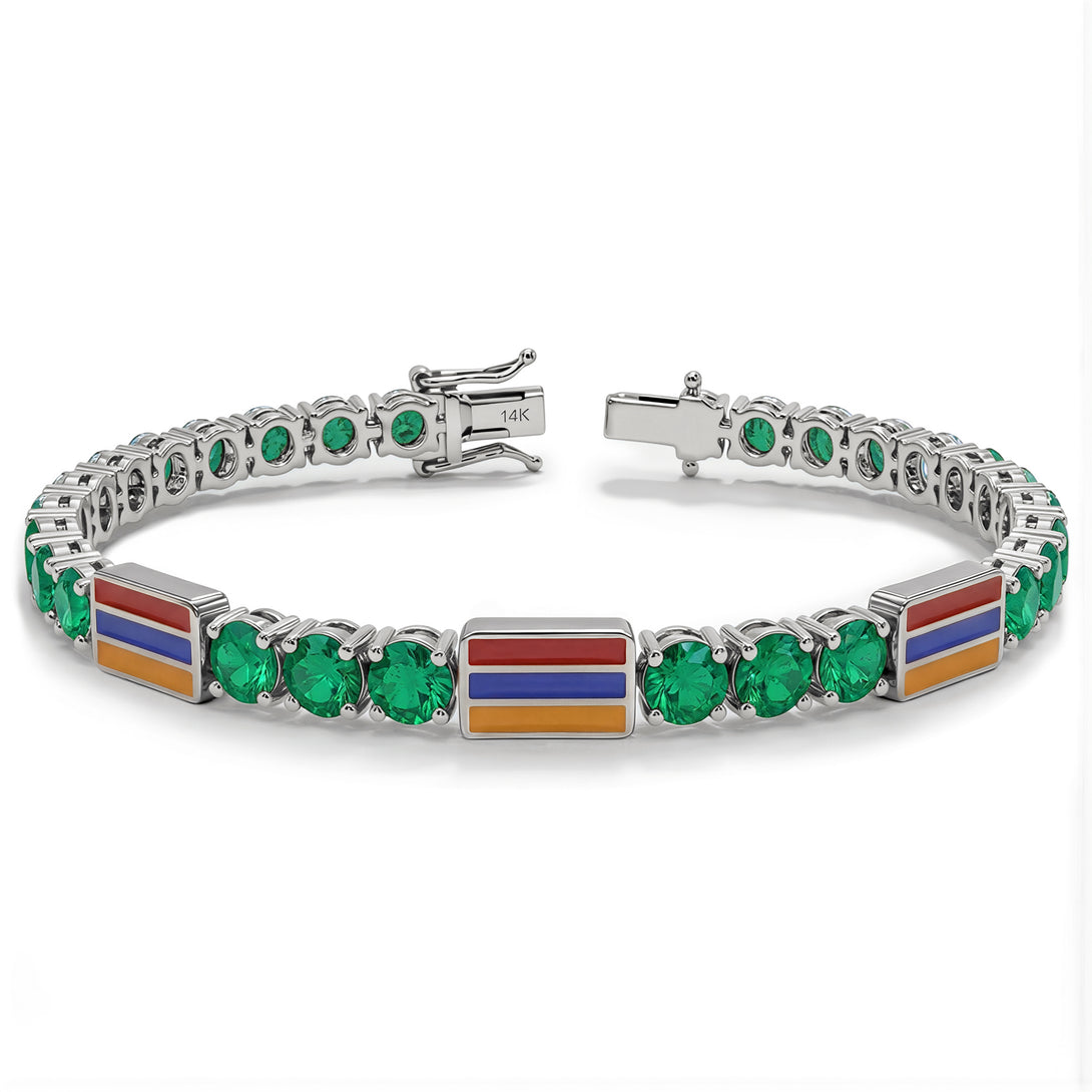 Emerald Tennis Bracelet with Armenia Flag no. 6