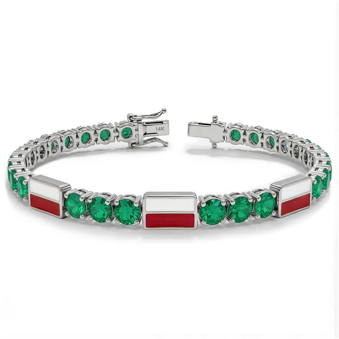 Emerald Tennis Bracelet with Poland Flag no. 6