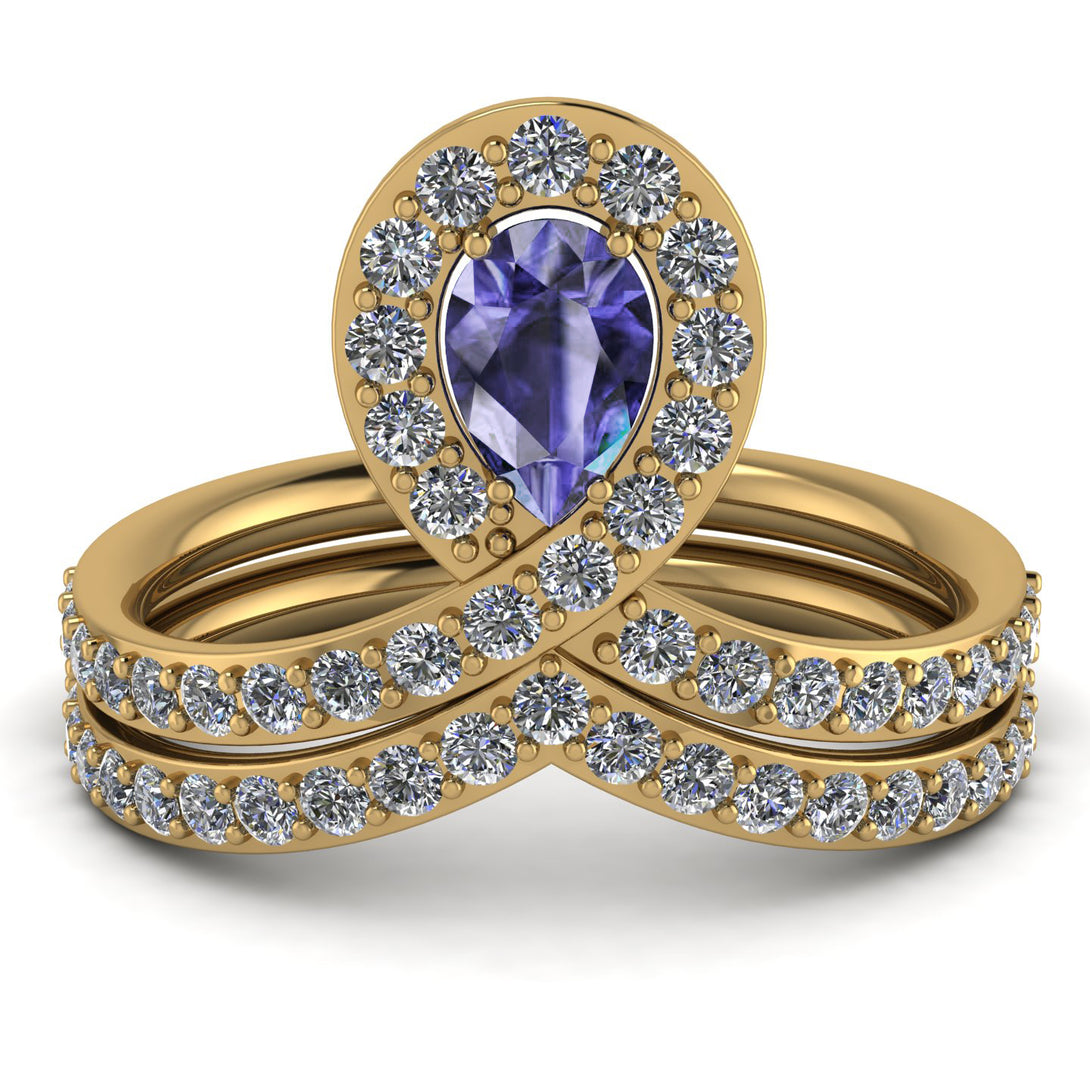 Tanzanite Pear Shape Stacking Bridal Set - Emilia No. 201