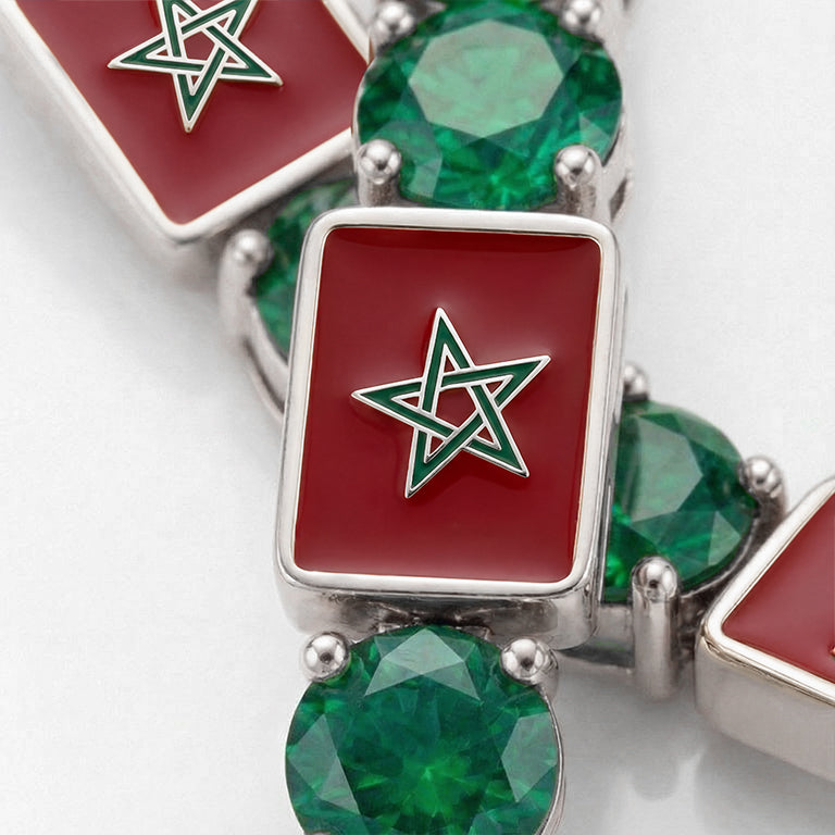 Emerald Tennis Bracelet with Morocco Flag no. 6