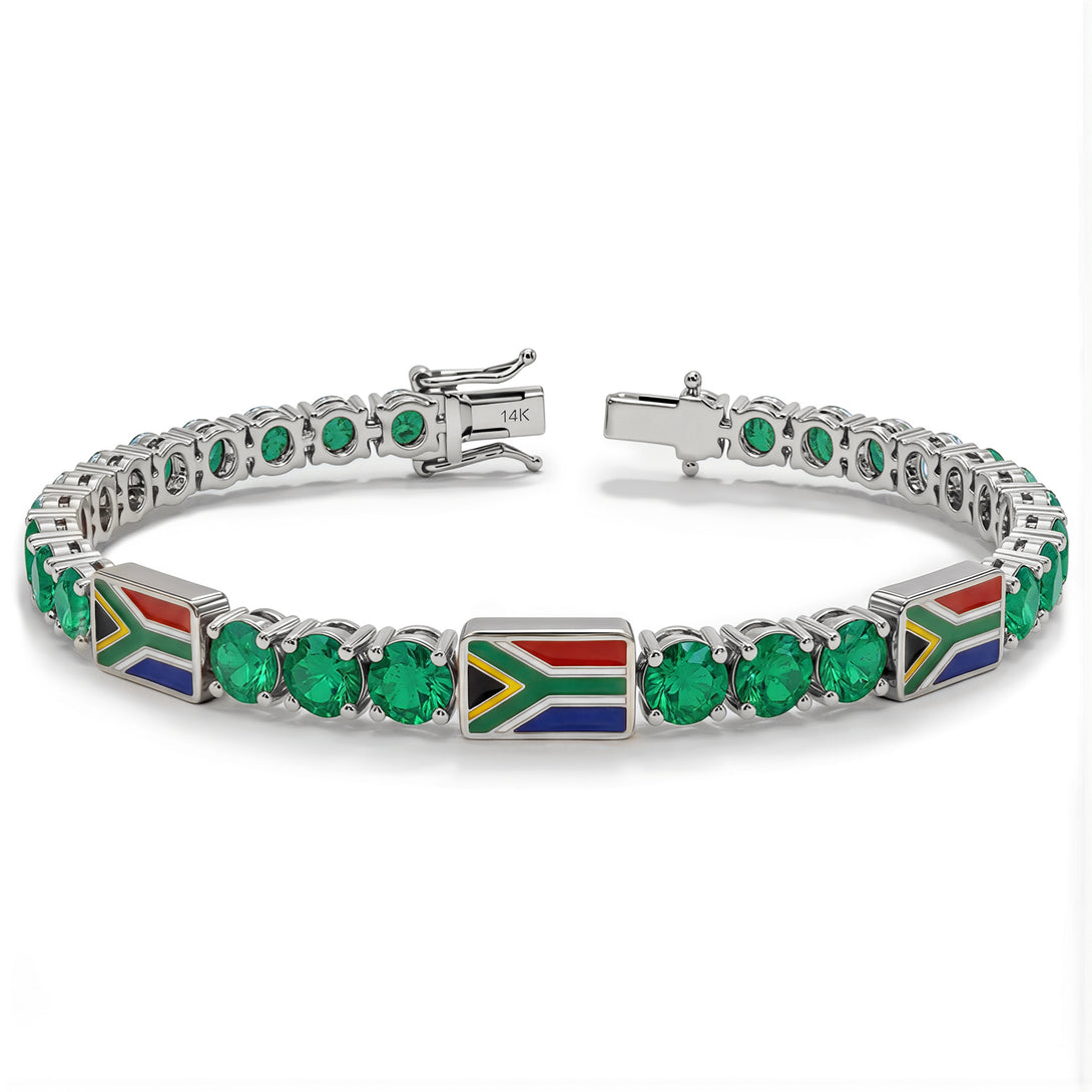 Emerald Tennis Bracelet with South Africa Flag no. 6