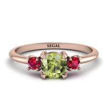Classic Three Stone Peridot Engagement Ring - Valentina No. 711 image 1