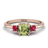 Classic Three Stone Peridot Engagement Ring - Valentina No. 711