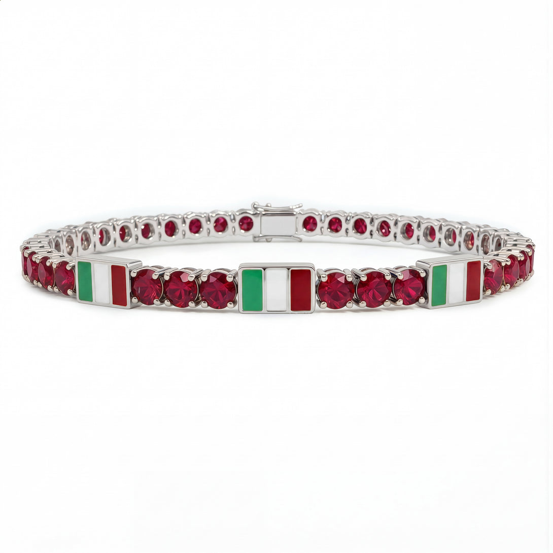 Ruby Tennis Bracelet with Italy Flag no. 12
