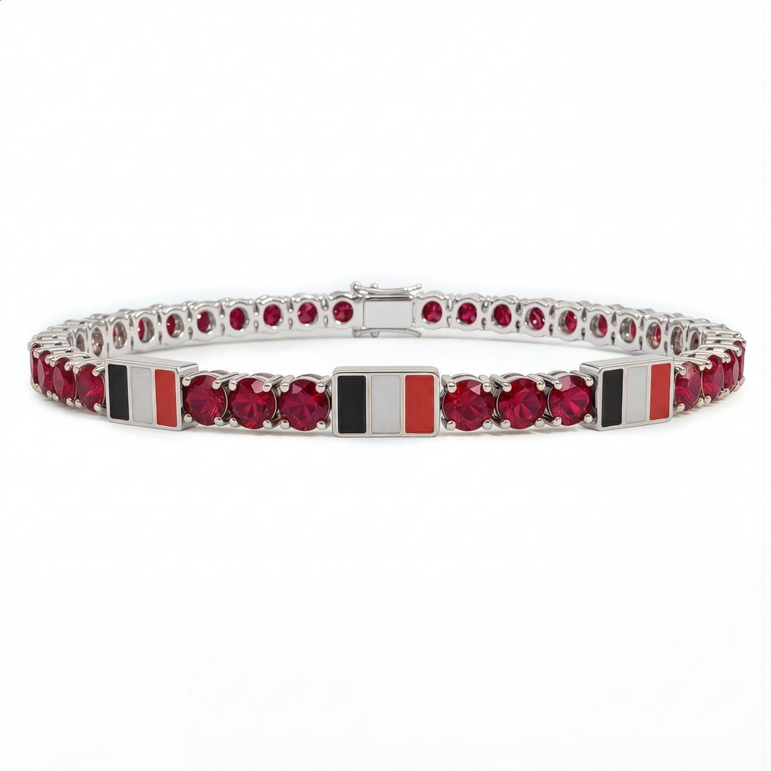 Ruby Tennis Bracelet with Belgium Flag no. 12