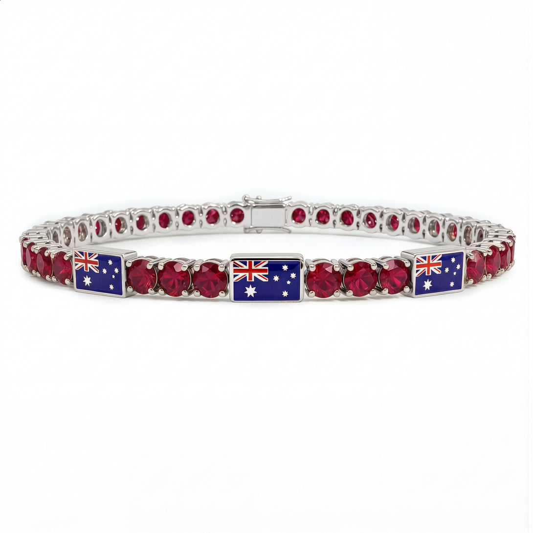 Ruby Tennis Bracelet with Australia Flag no. 12