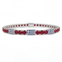 Ruby Tennis Bracelet with Greece Flag no. 12 image 1