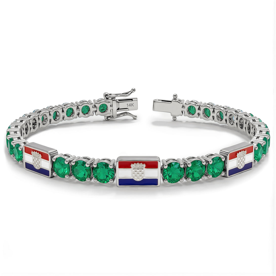 Emerald Tennis Bracelet with Croatia Flag no. 6
