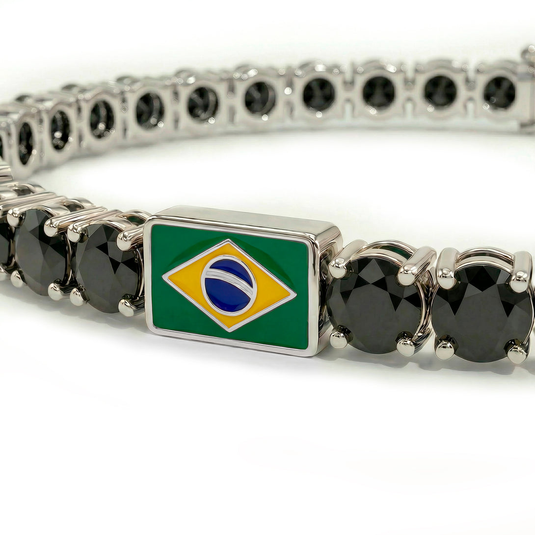 Black Diamond Tennis Bracelet with Brazil Flag no. 9