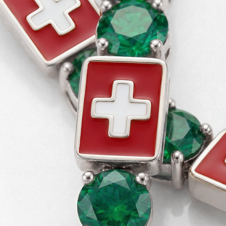Emerald Tennis Bracelet with Switzerland Flag no. 6
