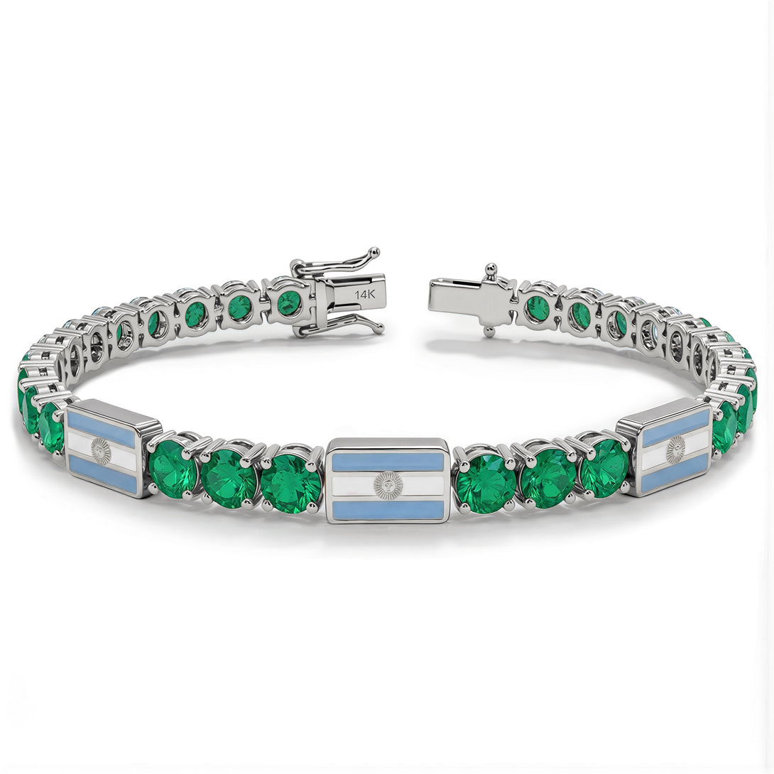 Emerald Tennis Bracelet with Argentina Flag no. 6