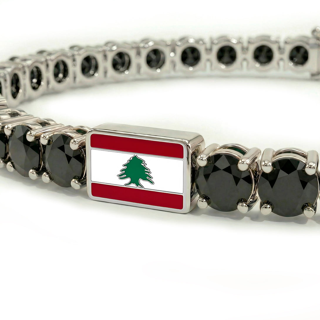 Black Diamond Tennis Bracelet with Lebanon Flag no. 9