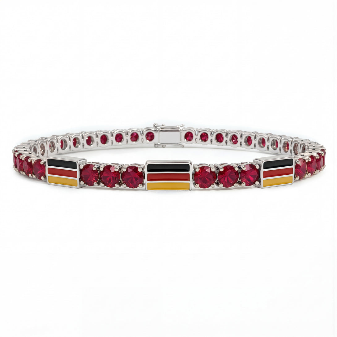 Ruby Tennis Bracelet with Germany Flag no. 12