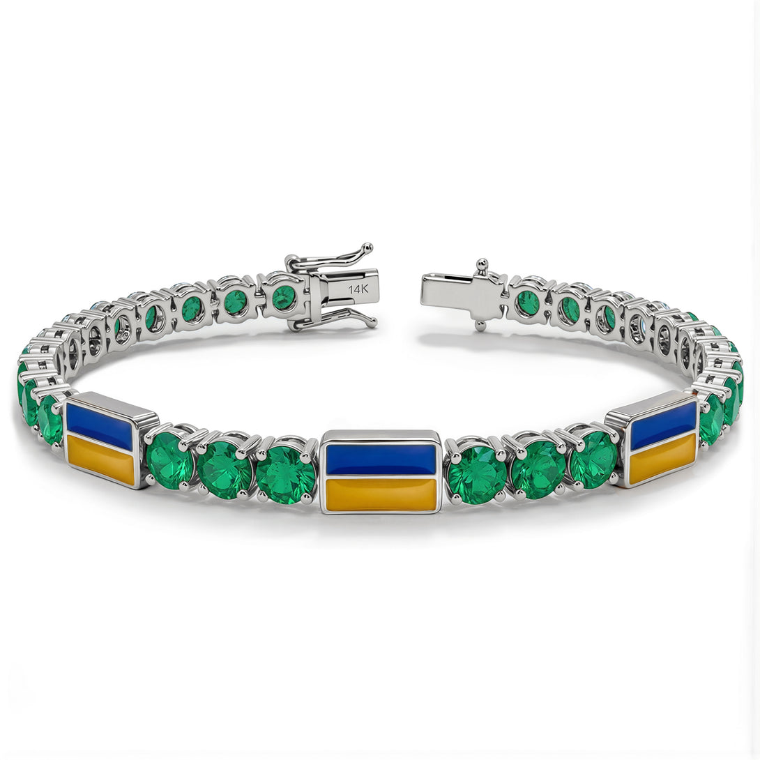 Emerald Tennis Bracelet with Ukraine Flag no. 6