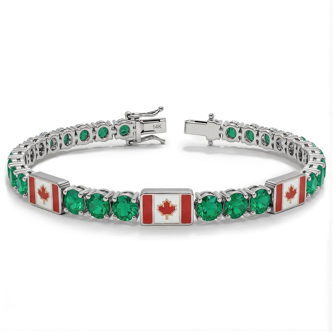 Emerald Tennis Bracelet with Canada Flag no. 6