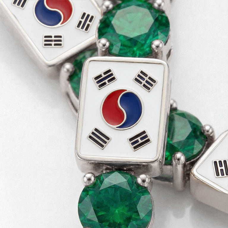 Emerald Tennis Bracelet with South Korea Flag no. 6