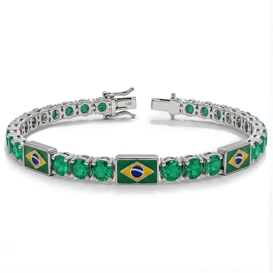 Emerald Tennis Bracelet with Brazil Flag no. 6