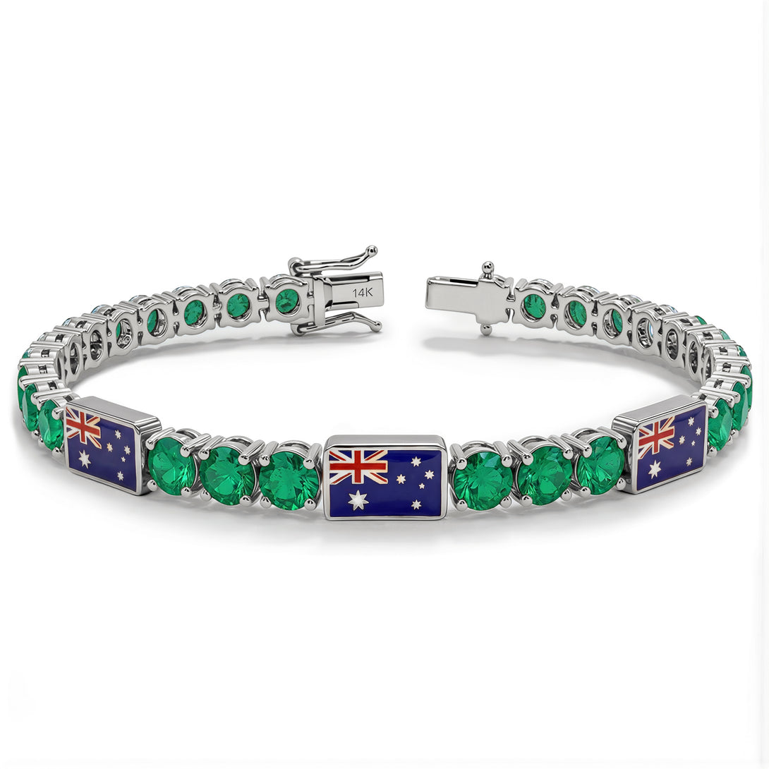 Emerald Tennis Bracelet with Australia Flag no. 6