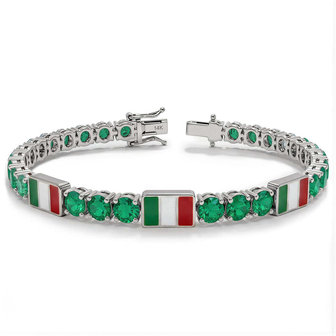 Emerald Tennis Bracelet with Italy Flag no. 6