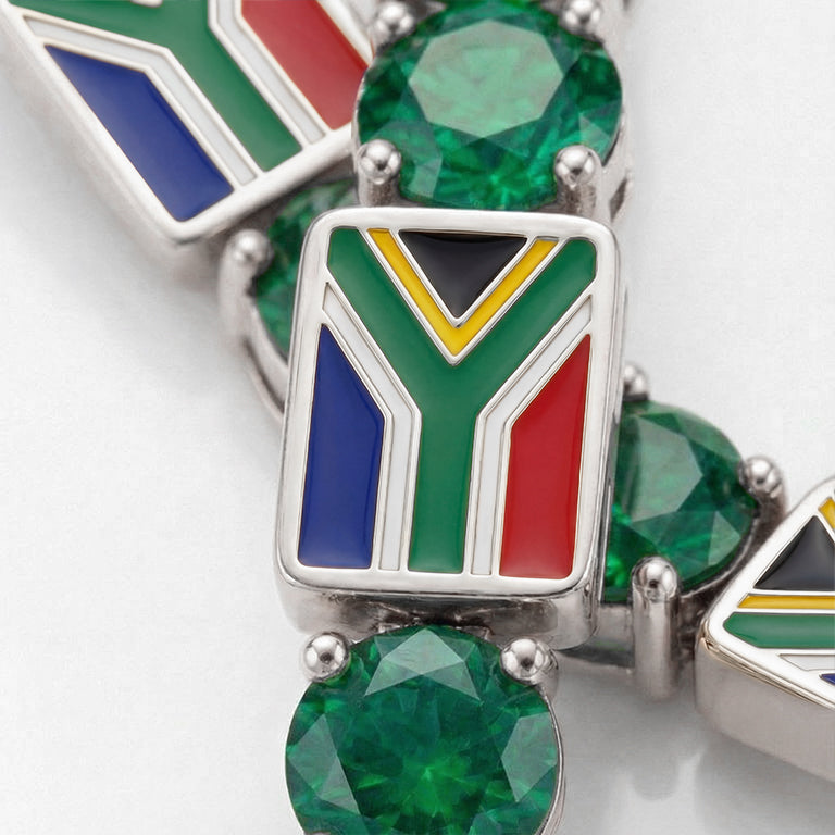 Emerald Tennis Bracelet with South Africa Flag no. 6