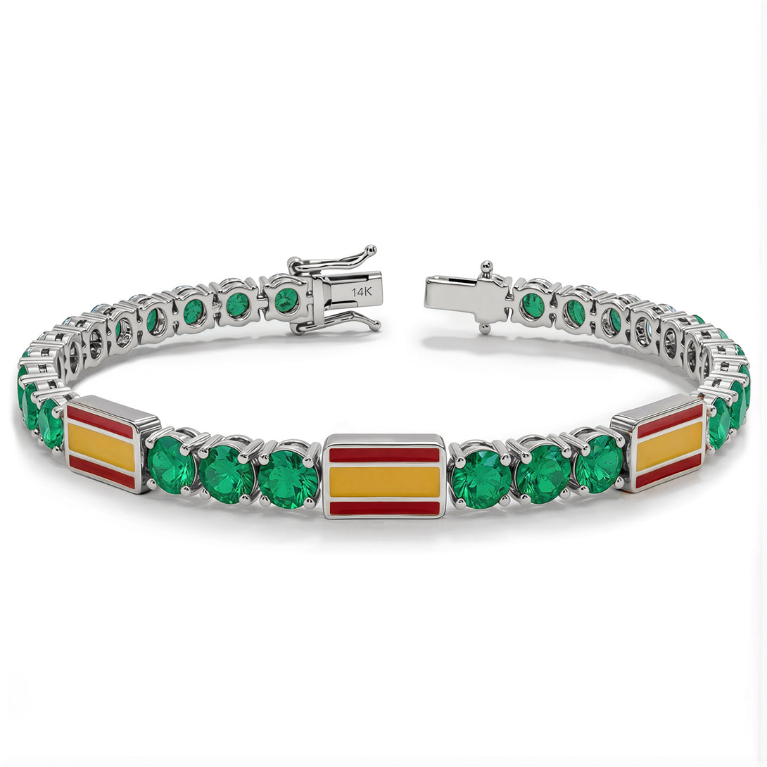 Emerald Tennis Bracelet with Spain Flag no. 6