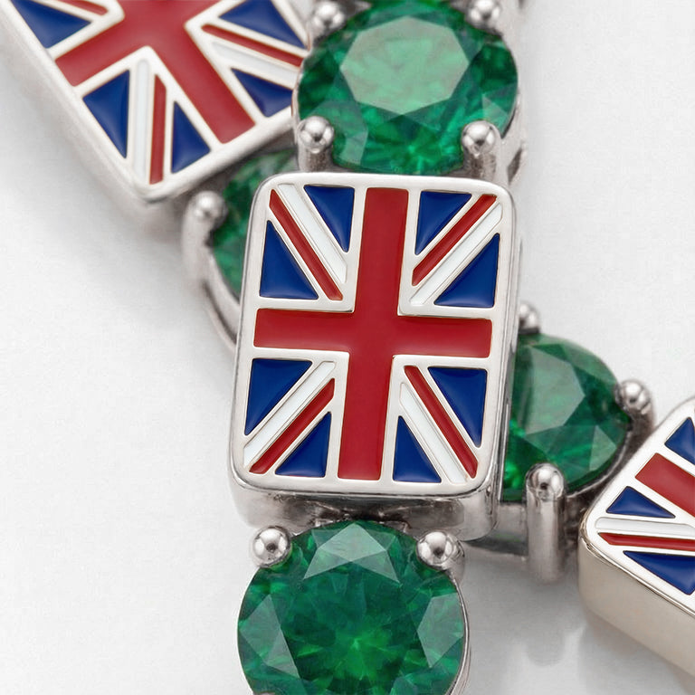 Emerald Tennis Bracelet with United Kingdom Flag no. 6