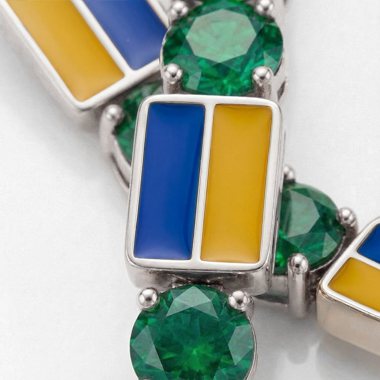 Emerald Tennis Bracelet with Ukraine Flag no. 6