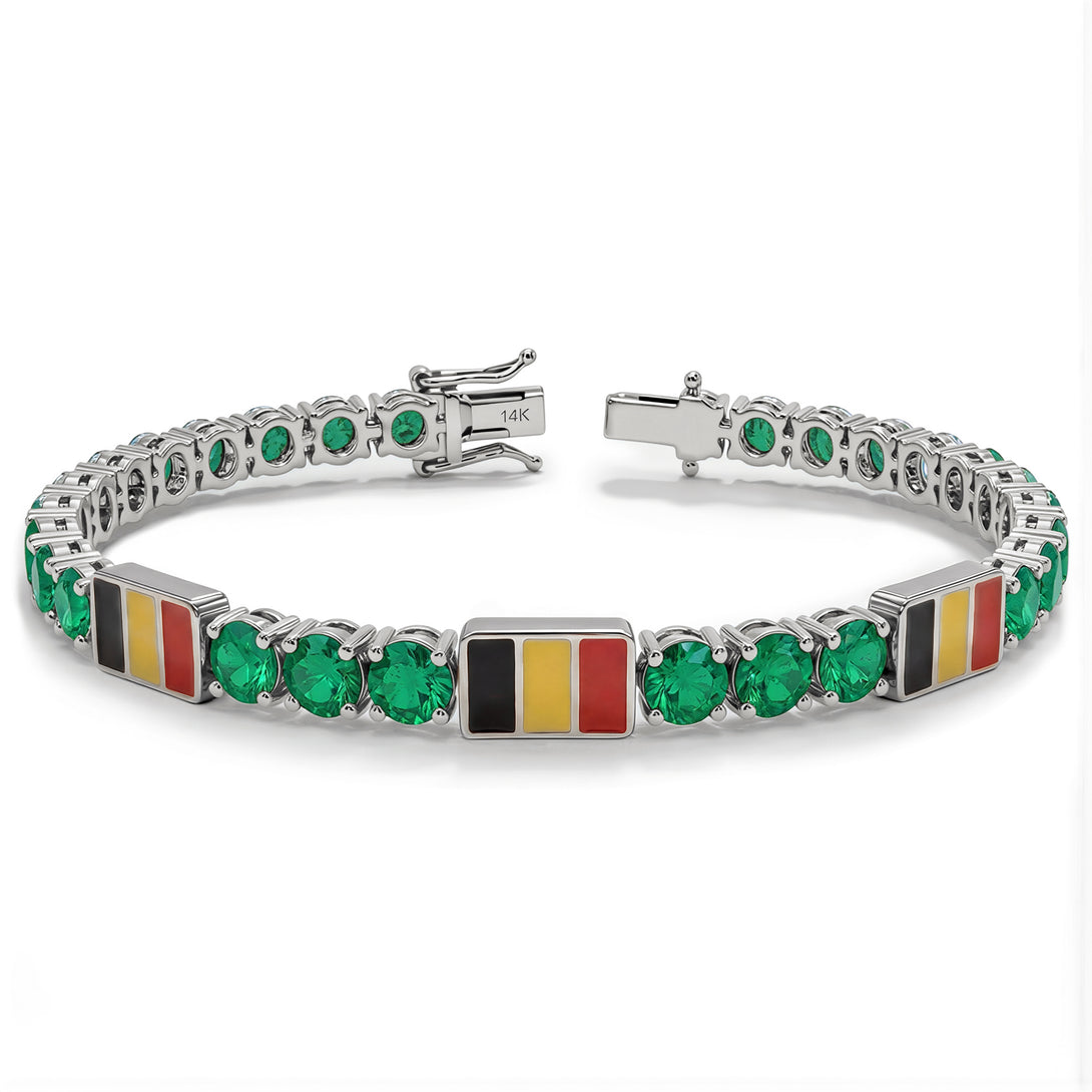 Emerald Tennis Bracelet with Belgium Flag no. 6