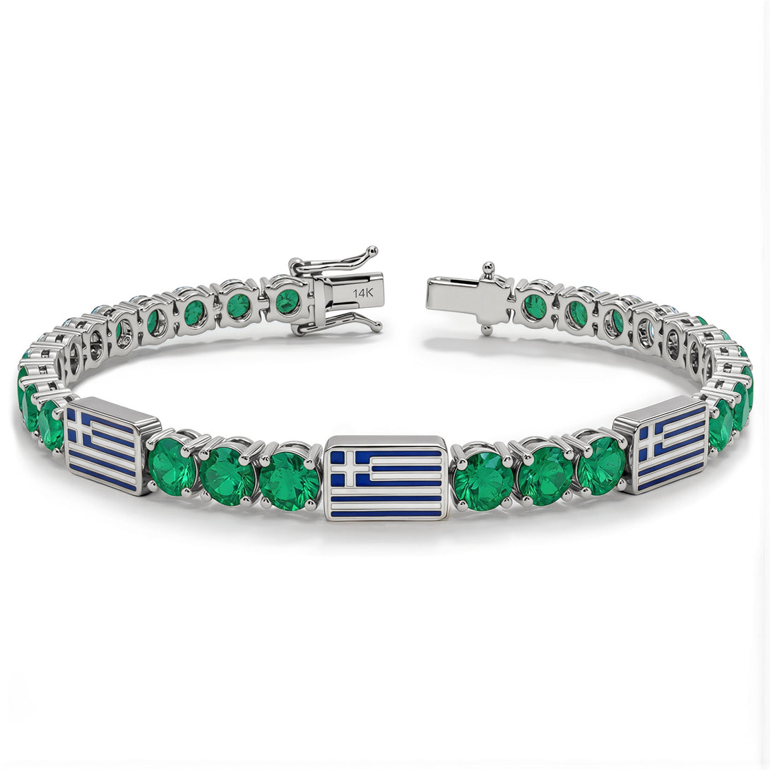 Emerald Tennis Bracelet with Greece Flag no. 6