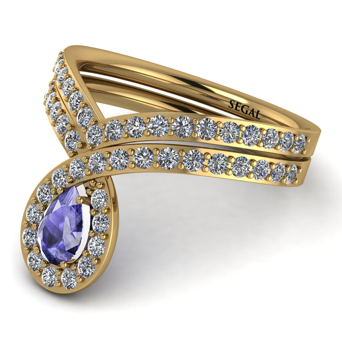 Tanzanite Pear Shape Stacking Bridal Set - Emilia No. 201