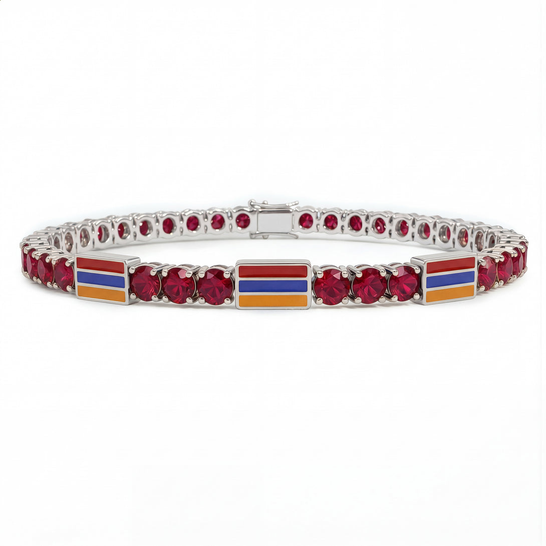 Ruby Tennis Bracelet with Armenia Flag no. 12