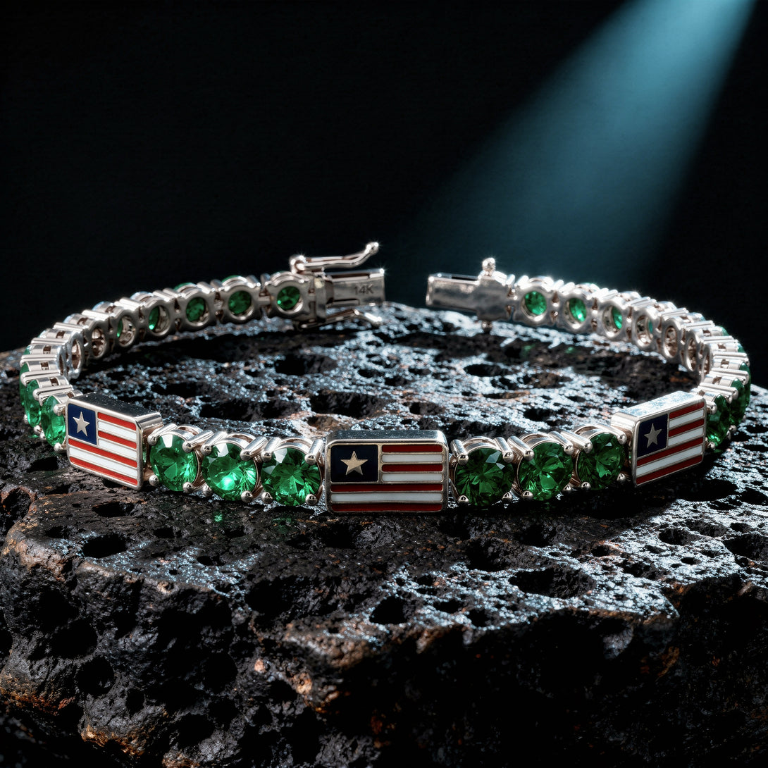Emerald Tennis Bracelet with United States Flag no. 6