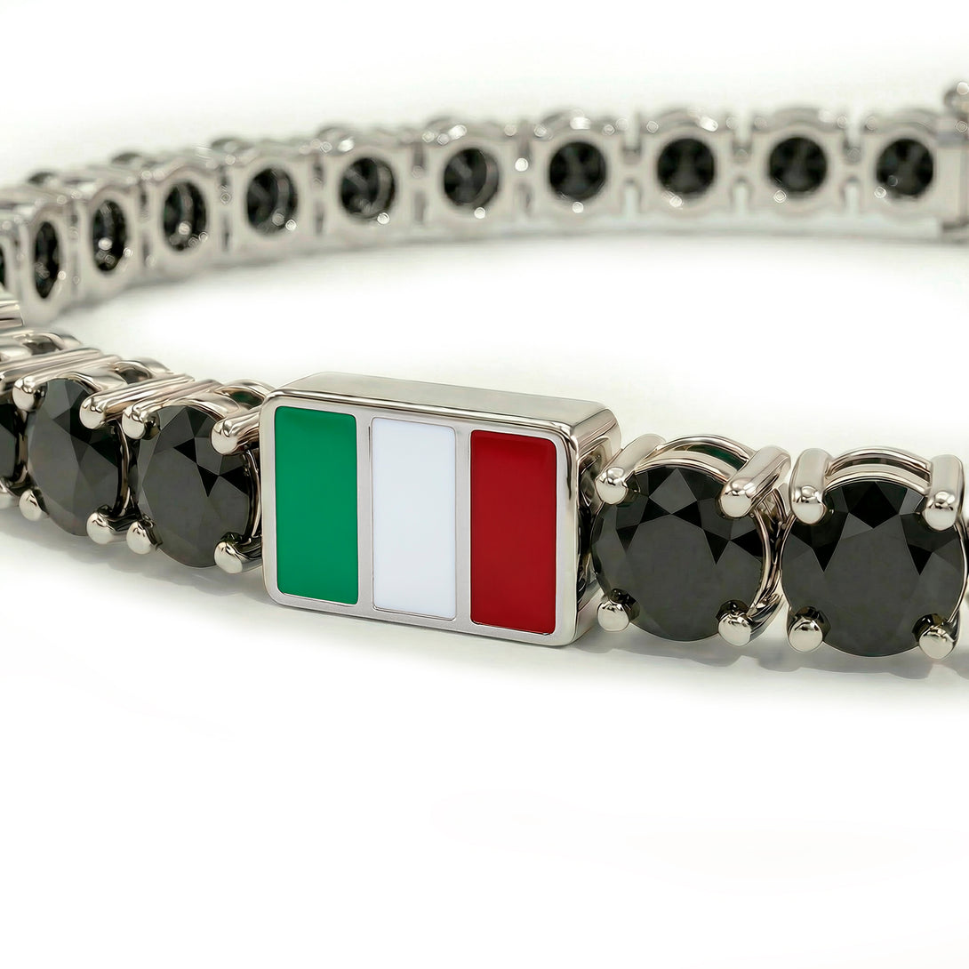 Black Diamond Tennis Bracelet with Italy Flag no. 9