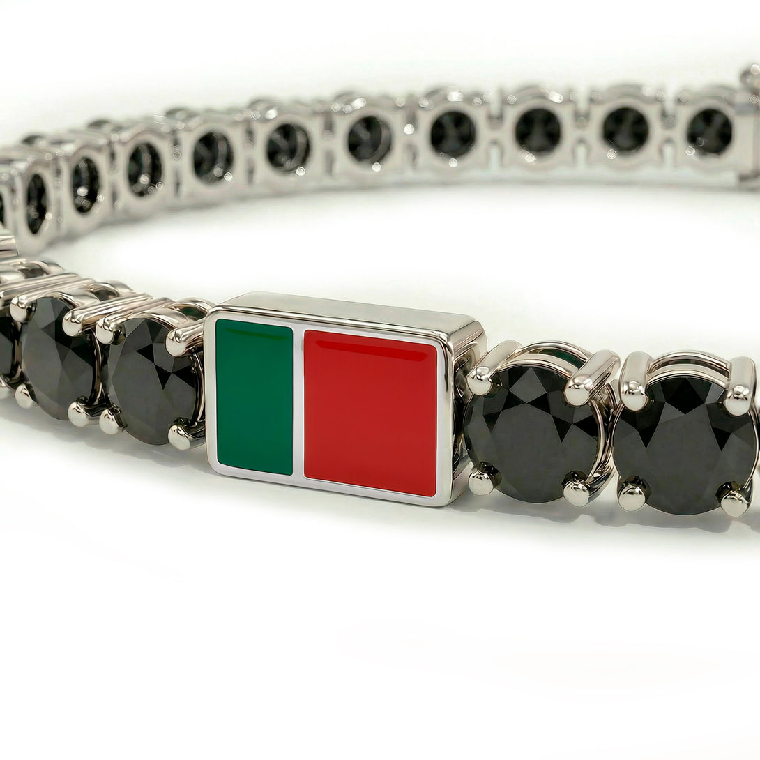 Black Diamond Tennis Bracelet with Portugal Flag no. 9