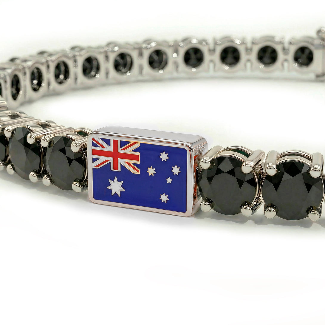Black Diamond Tennis Bracelet with Australia Flag no. 9
